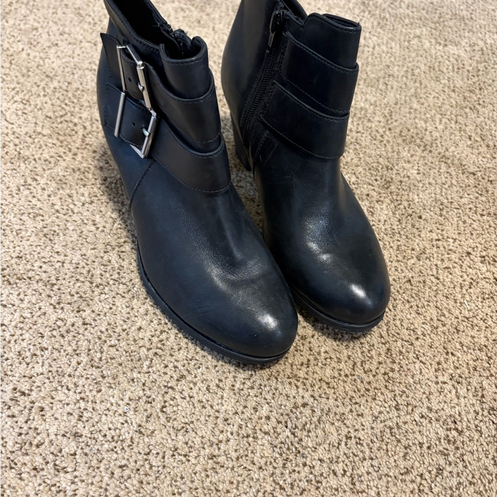 Clarks Black Ankle Boots with Buckle Detail